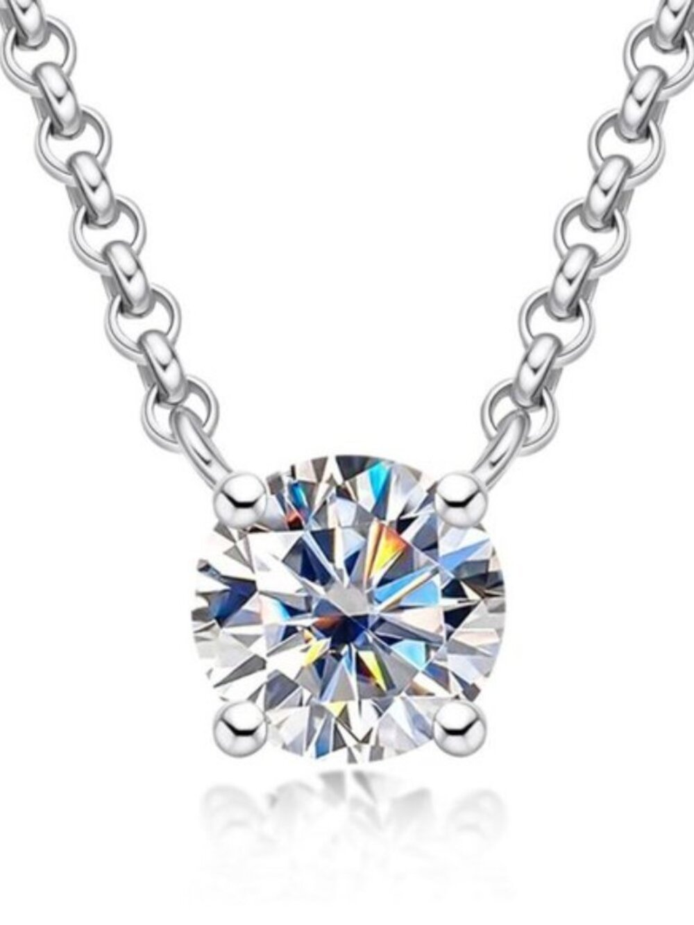 Certified 2 ct. t.w. Moissanite Diamond Solitaire Necklace NEW A